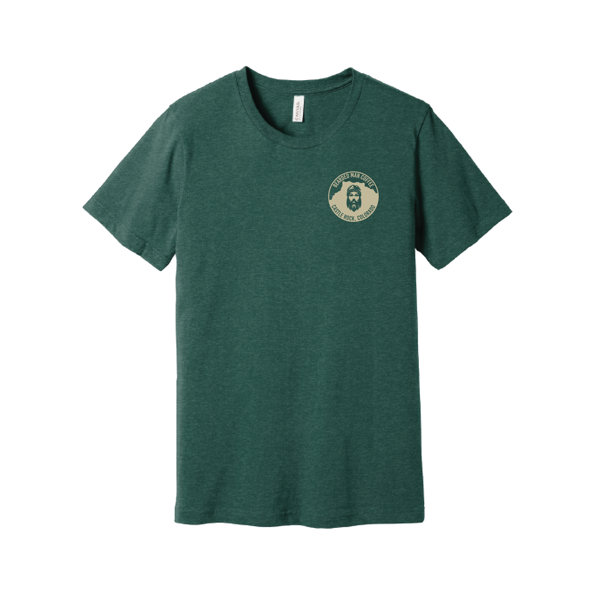 Green T- Shirt-Short Sleeve – Bearded Man Coffee